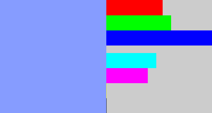 Hex color #869cff - periwinkle blue