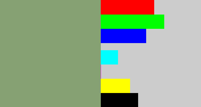 Hex color #86a173 - grey/green