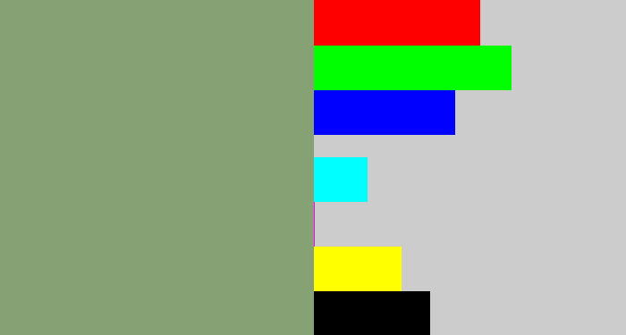 Hex color #86a174 - grey/green