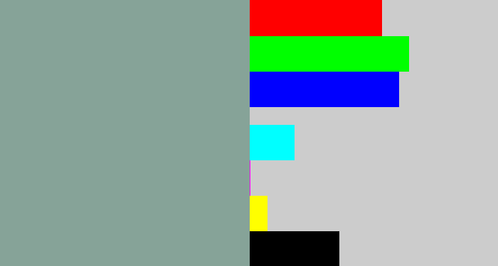 Hex color #86a398 - grey