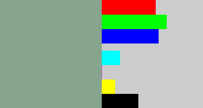 Hex color #86a48e - grey/green