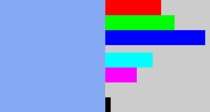 Hex color #86a9f3 - carolina blue