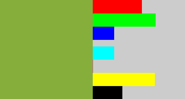Hex color #86ae3a - avocado