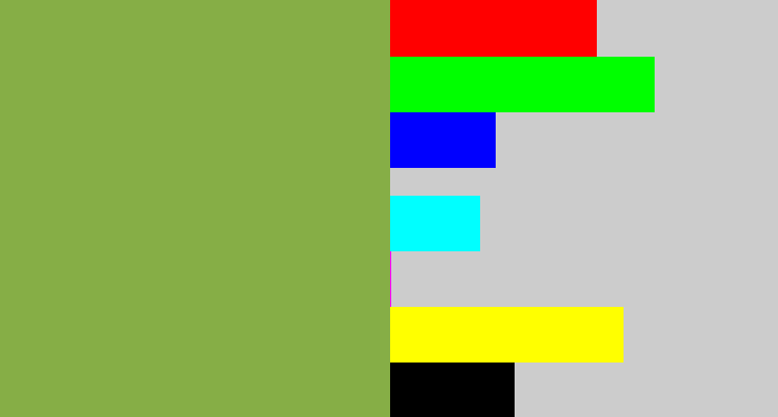 Hex color #86ae46 - avocado