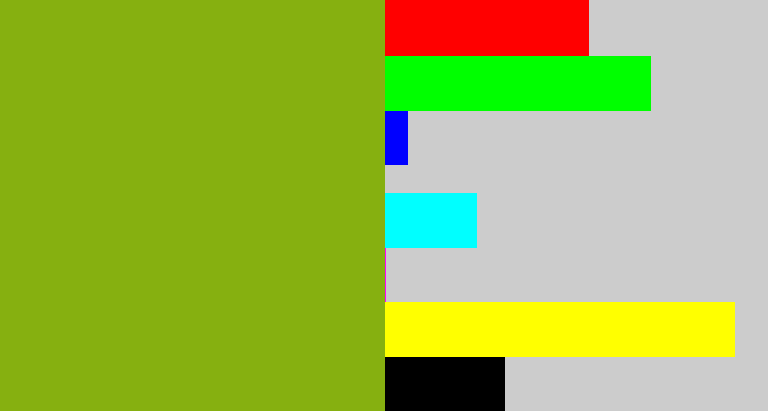 Hex color #86b010 - pea green
