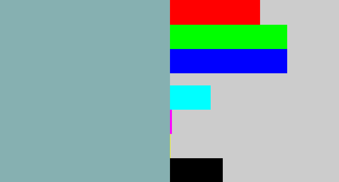 Hex color #86b0b1 - bluegrey
