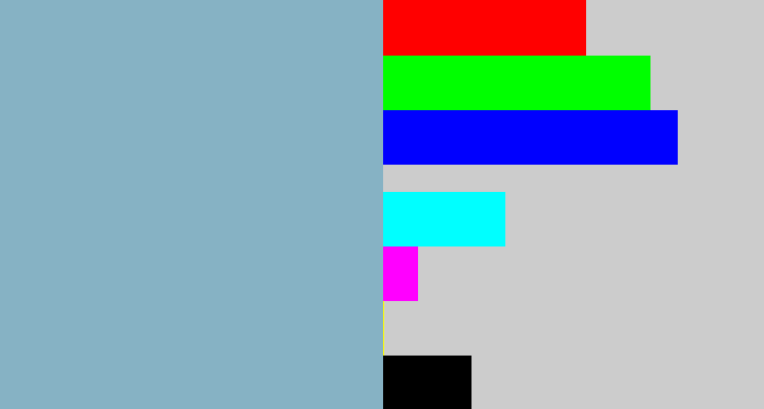 Hex color #86b2c4 - bluegrey