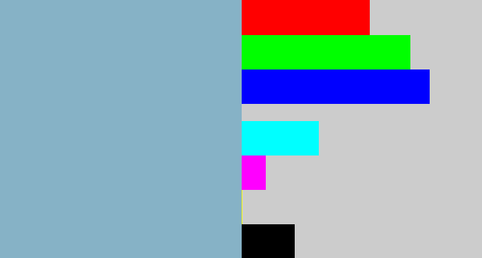 Hex color #86b2c6 - bluegrey