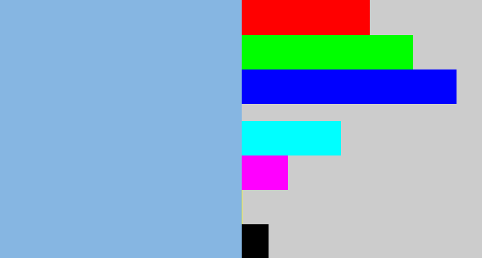 Hex color #86b6e2 - light grey blue