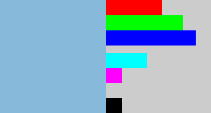 Hex color #86b9da - light grey blue