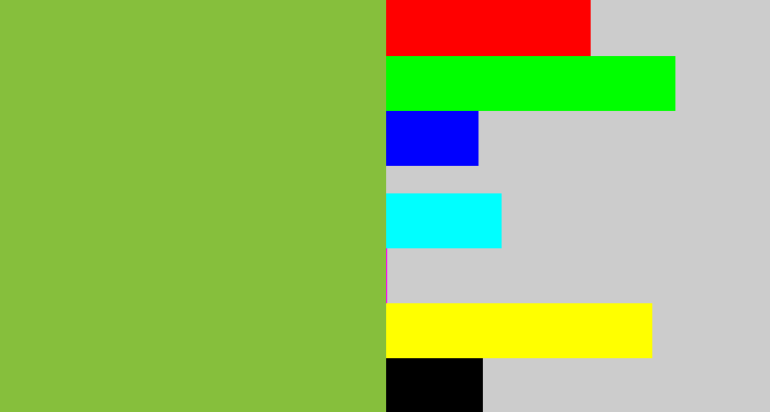 Hex color #86bf3c - avocado