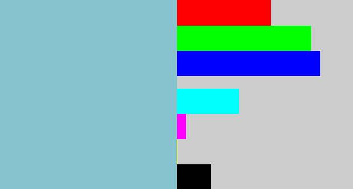 Hex color #86c3ce - light grey blue