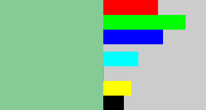 Hex color #86cb95 - pale teal