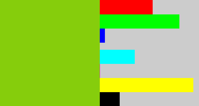 Hex color #86cd0c - slime green