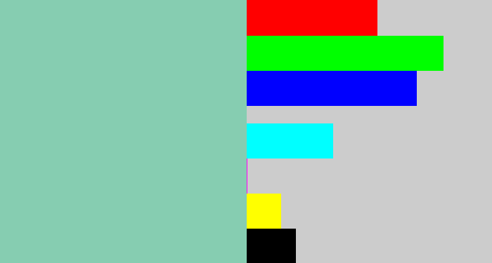 Hex color #86cdb1 - pale teal