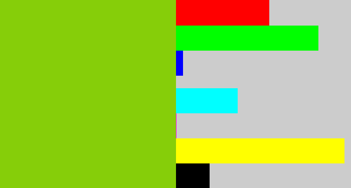 Hex color #86ce09 - slime green
