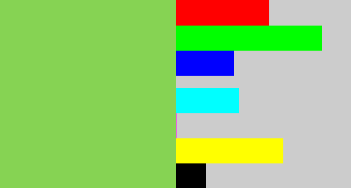 Hex color #86d353 - kiwi green