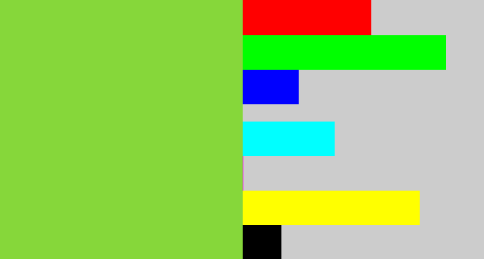 Hex color #86d73a - kiwi green