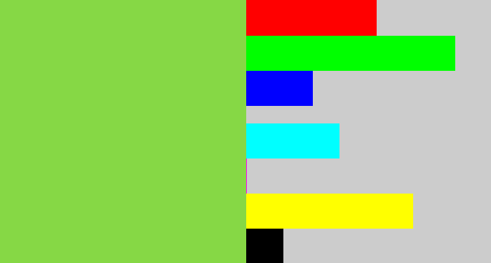 Hex color #86d845 - kiwi green