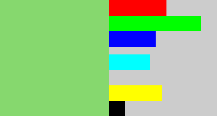 Hex color #86d86e - soft green