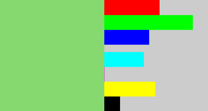 Hex color #86d96e - soft green