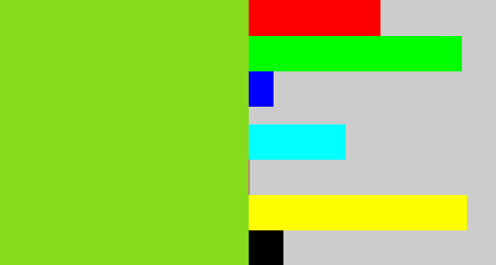 Hex color #86db1a - apple green