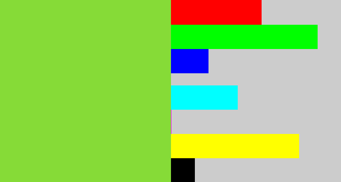 Hex color #86db37 - kiwi green