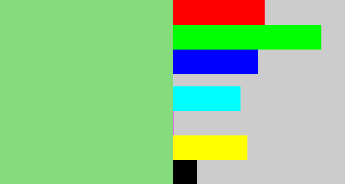 Hex color #86db7d - light green