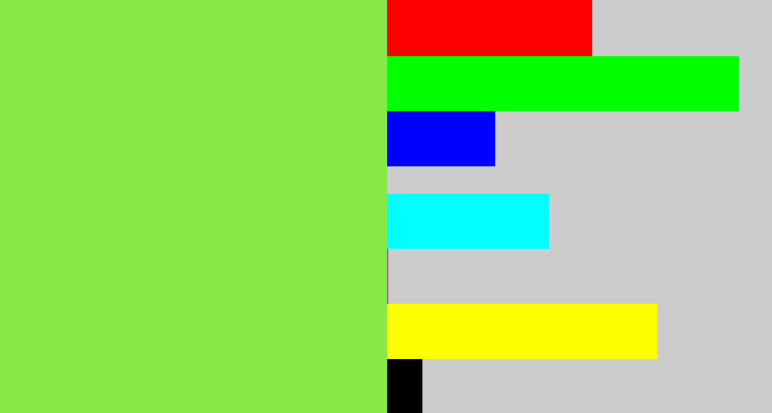 Hex color #86e947 - kiwi green