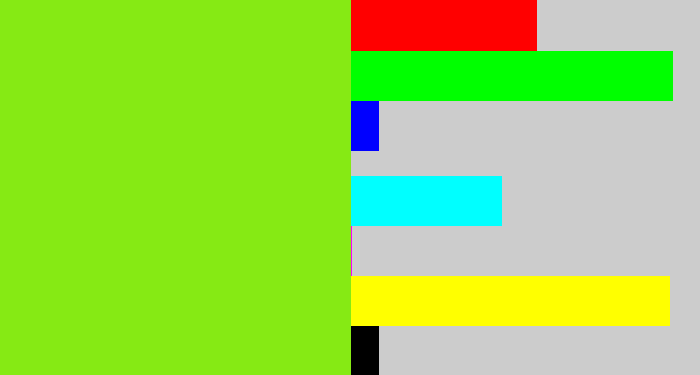 Hex color #86ea14 - bright lime