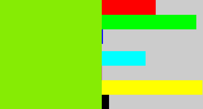 Hex color #86ec03 - bright lime