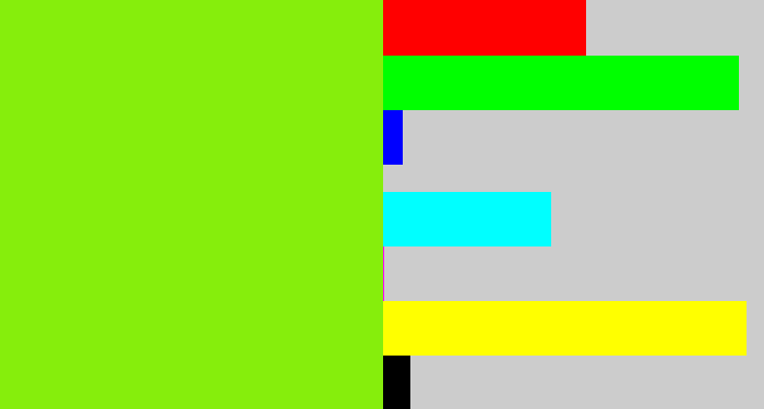 Hex color #86ee0c - bright lime