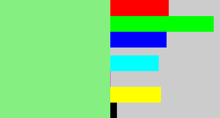 Hex color #86ef81 - easter green
