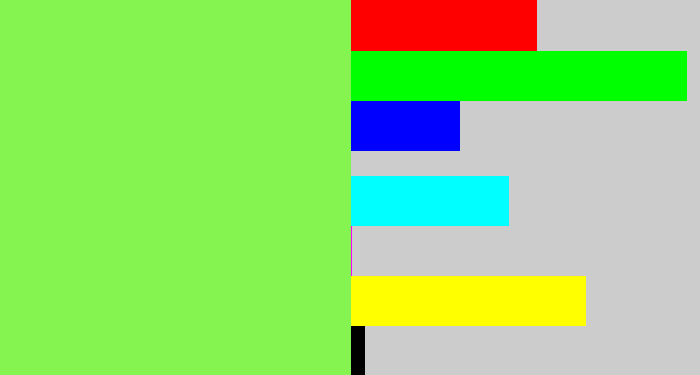 Hex color #86f450 - kiwi green
