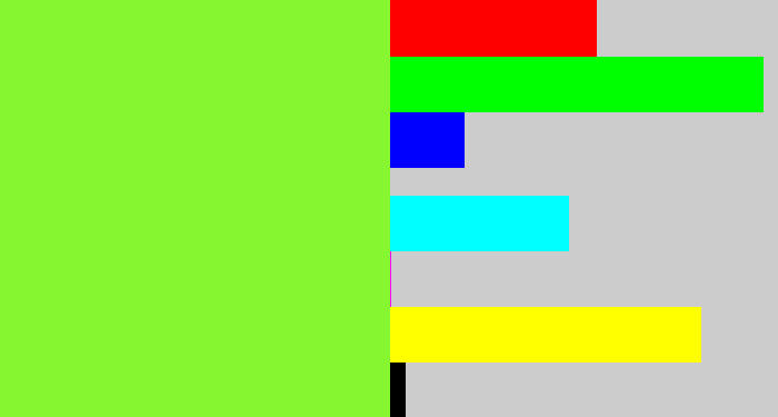 Hex color #86f631 - kiwi green