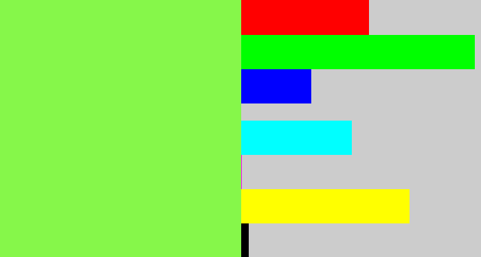 Hex color #86f74a - kiwi green