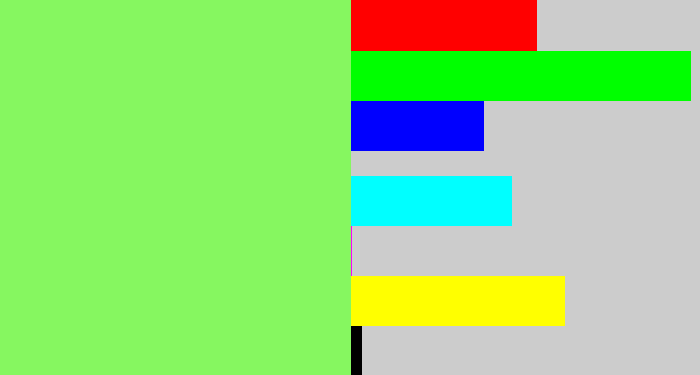 Hex color #86f760 - lighter green
