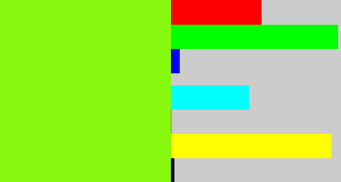 Hex color #86f90e - bright lime