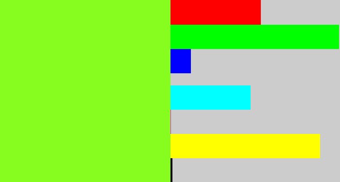 Hex color #86fc1f - acid green