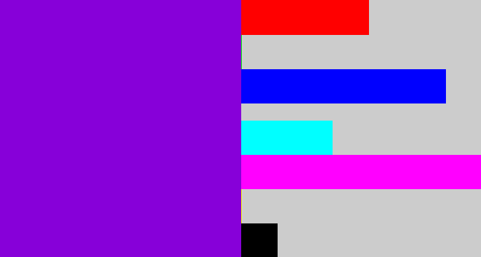 Hex color #8700d9 - violet