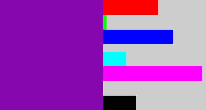 Hex color #8707ae - purple