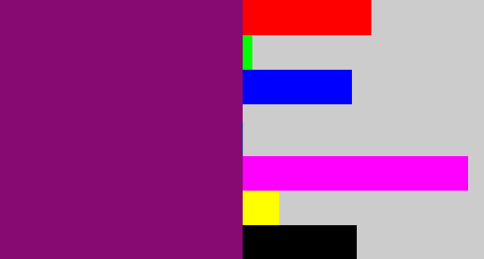 Hex color #870a73 - darkish purple