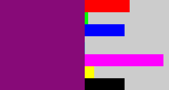 Hex color #870a78 - darkish purple