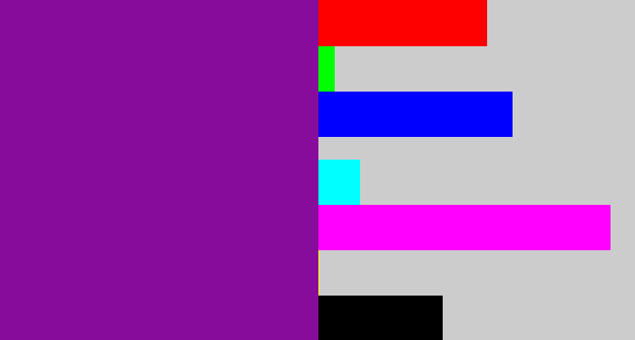 Hex color #870c9b - purple