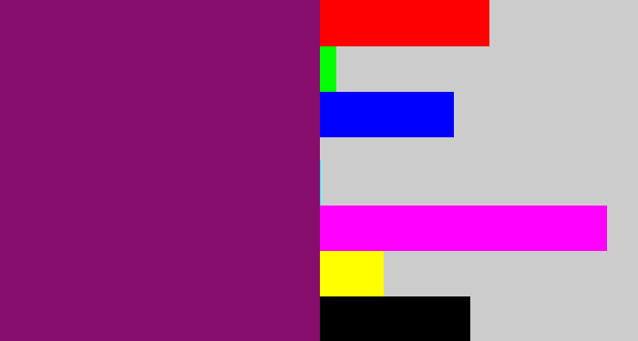 Hex color #870e6c - darkish purple