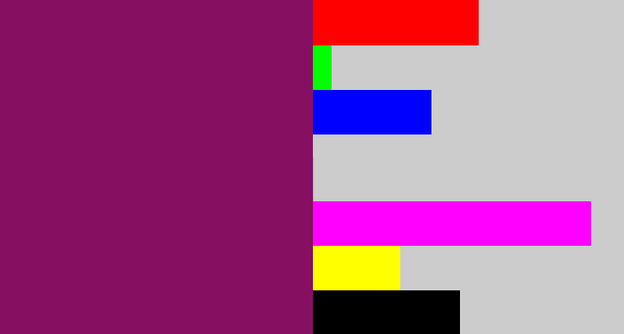 Hex color #870f61 - reddish purple