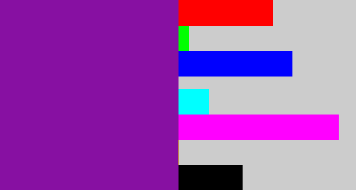Hex color #8710a2 - purple