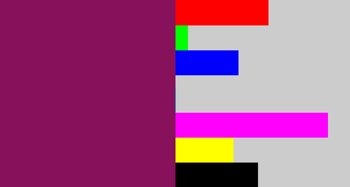 Hex color #87115b - reddish purple