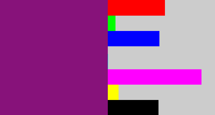Hex color #87127a - darkish purple