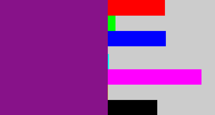 Hex color #871289 - purple